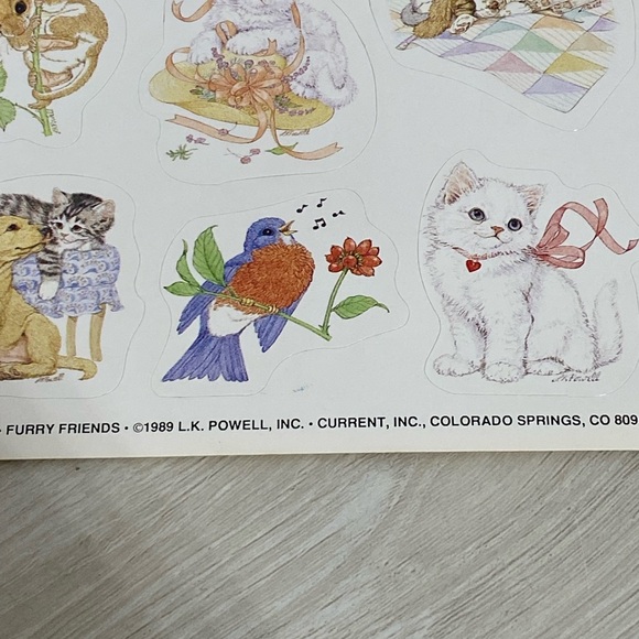 Set of Three (3) Full Sheets of 1989 FURRY FRIENDS Current Inc Stickers Good - Picture 4 of 5